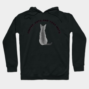 Coffee cats and yoga mats funny yoga and cat drawing Hoodie